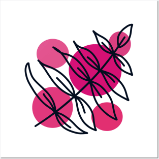 Pink polka dots leaf Posters and Art